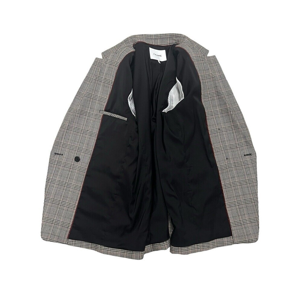FRAME Double Breasted Plaid Check Multi Boyfriend Blazer Jacket Oversized Preppy - Picture 8 of 9